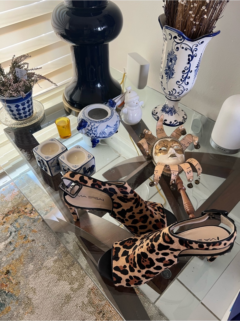 Leopard Print Open-Toe Slingback Heels